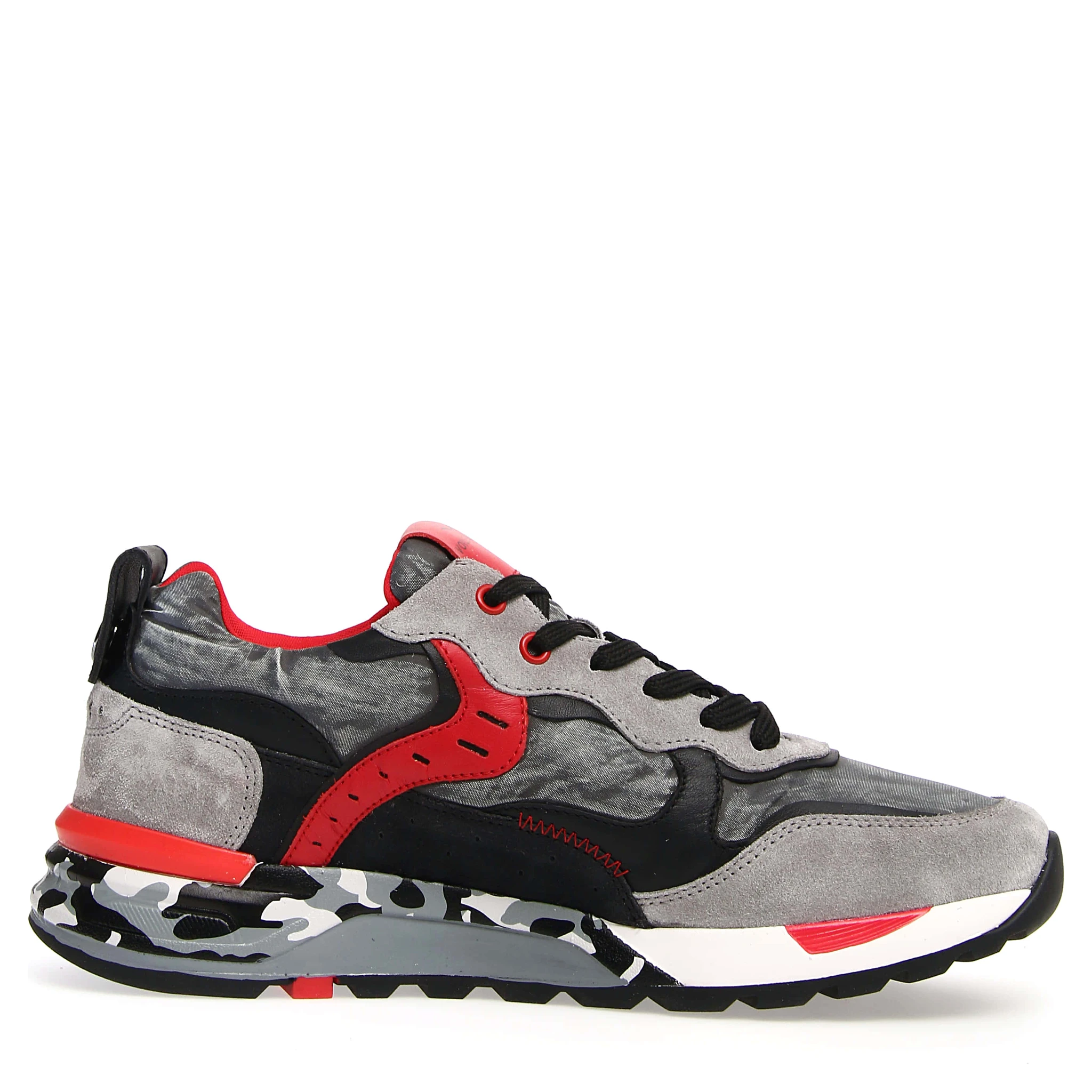 Man Sneakers Light Black Leather, Nylon