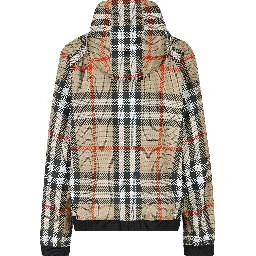 check-pattern zip-up hooded jacket