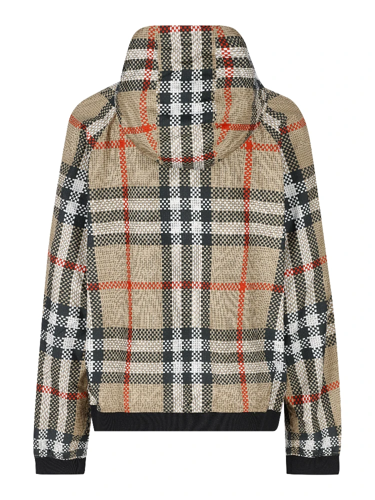check-pattern zip-up hooded jacket alternative