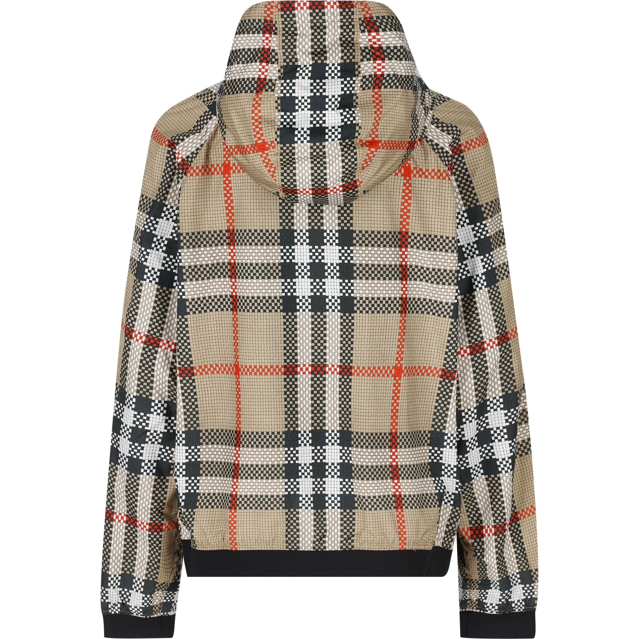 check-pattern zip-up hooded jacket