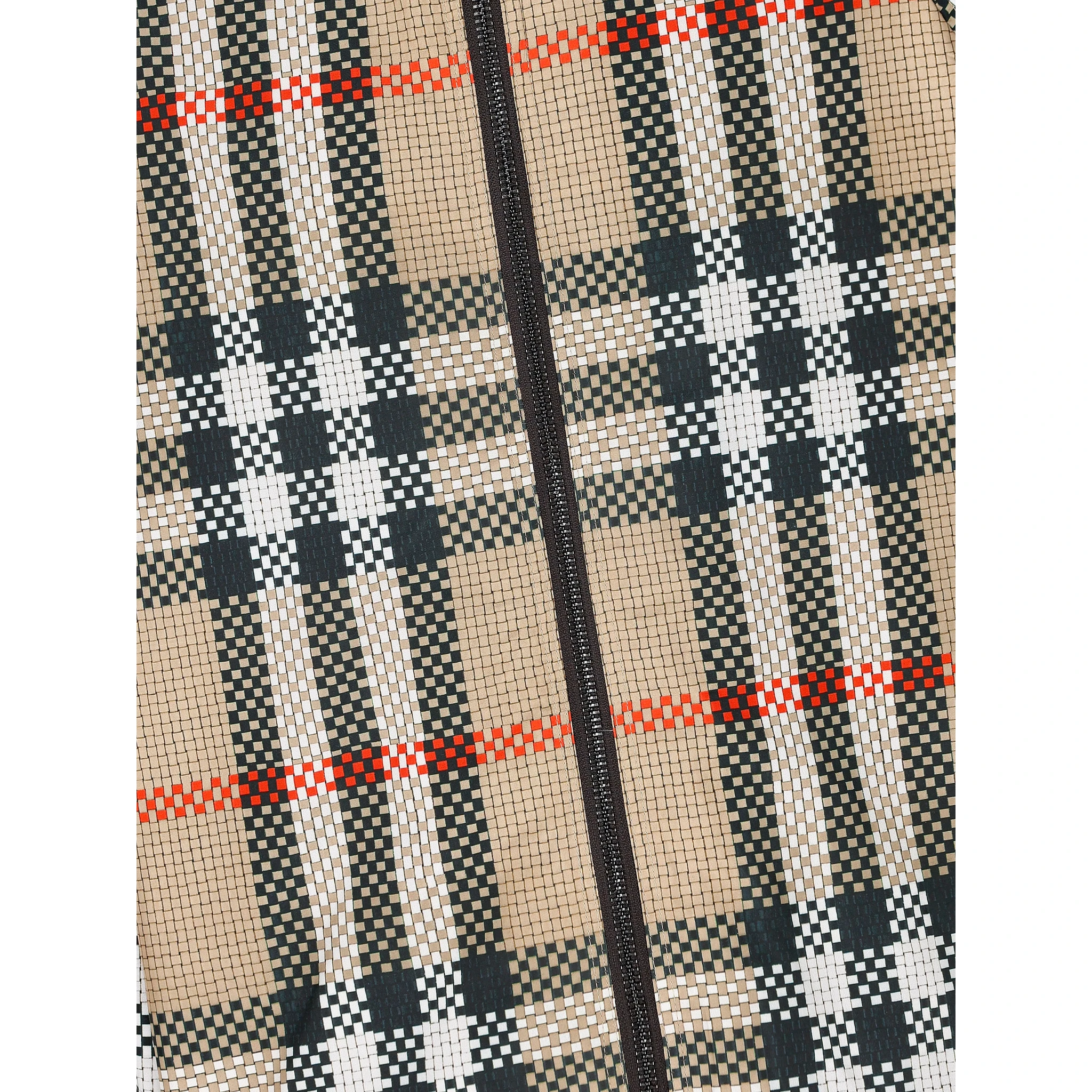 check-pattern zip-up hooded jacket
