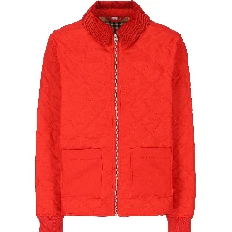 Corduroy-collar quilted jacket