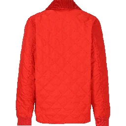 Corduroy-collar quilted jacket