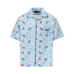 Graphic-print bowling shirt