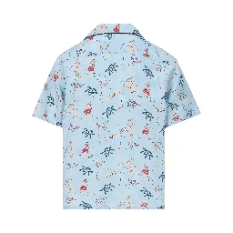 Graphic-print bowling shirt