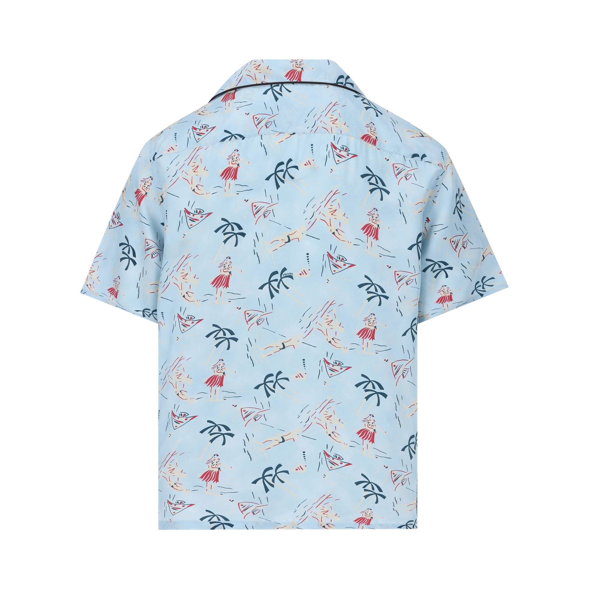 Graphic-print bowling shirt
