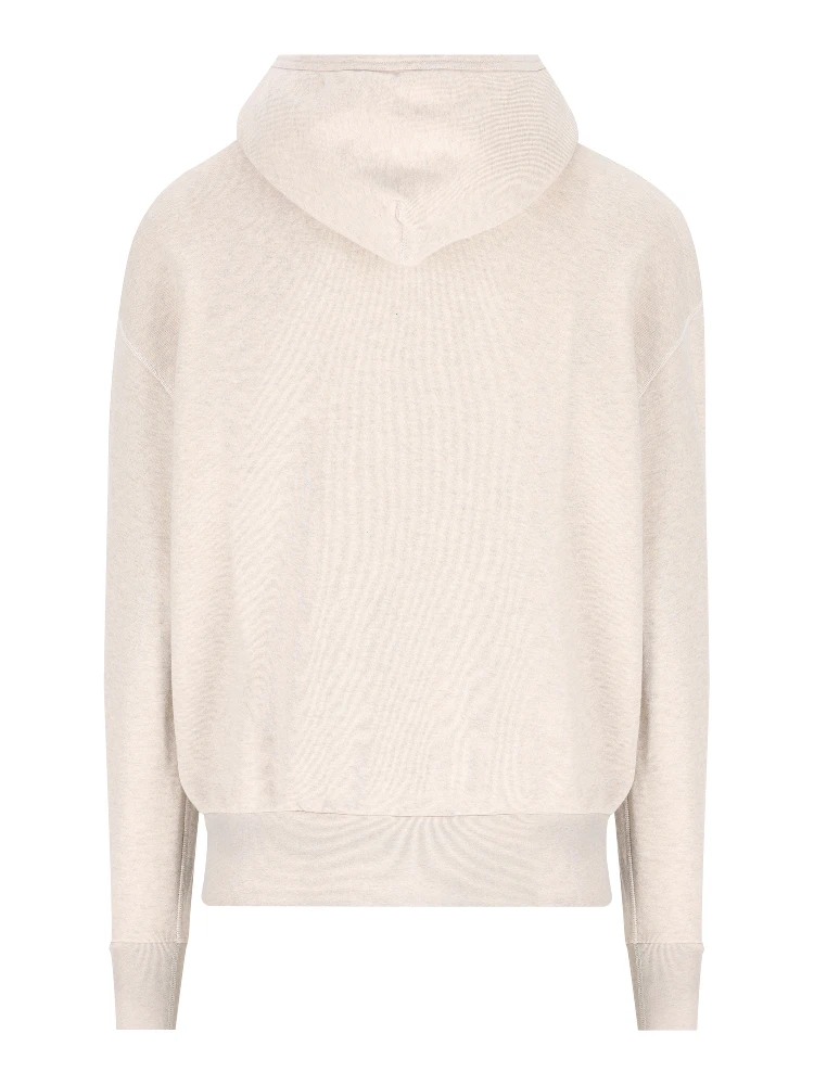 Logo-embroidered Cotton Hoodie In Beige alternative
