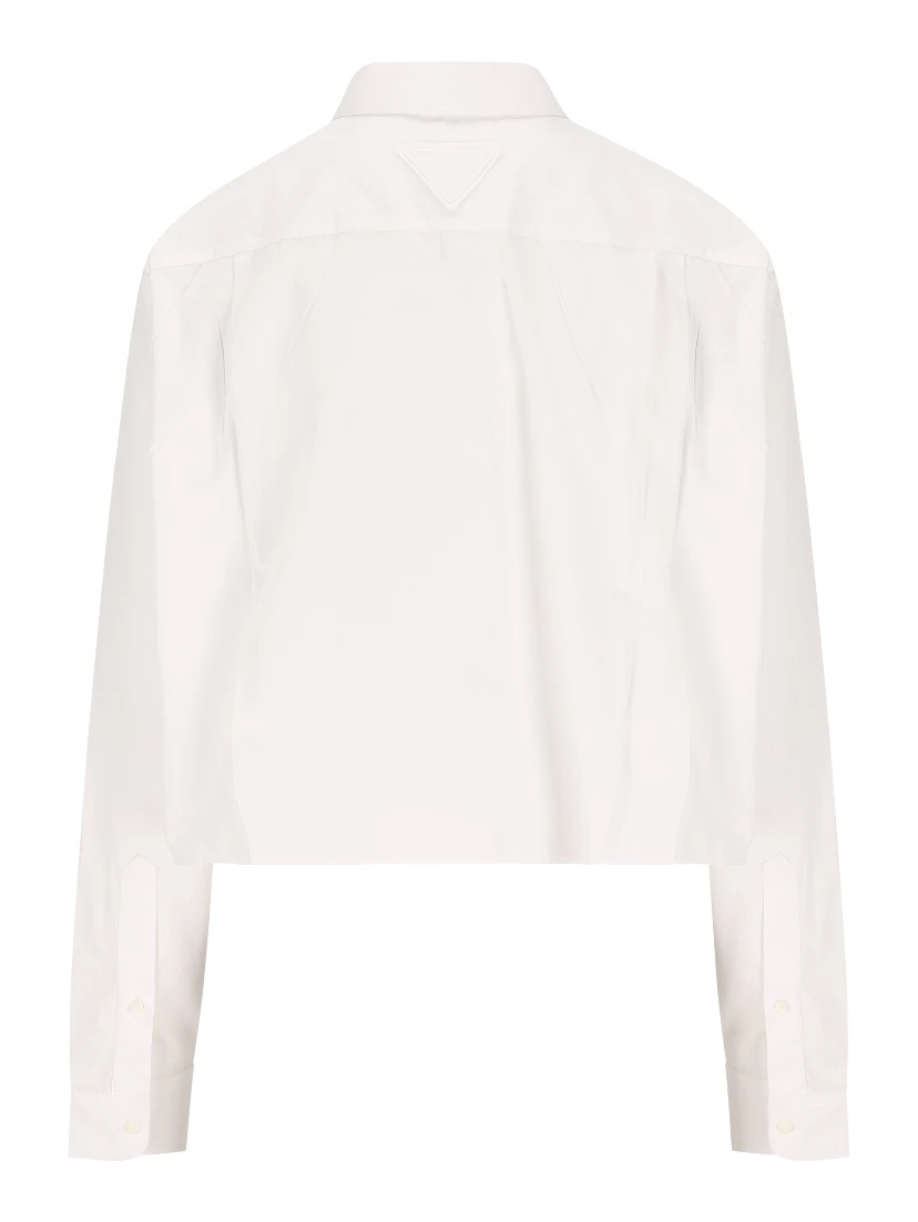 Bow-collar patch-pocket shirt