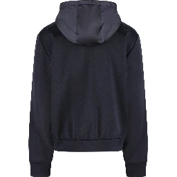 Drawstring-hood zip-up jacket
