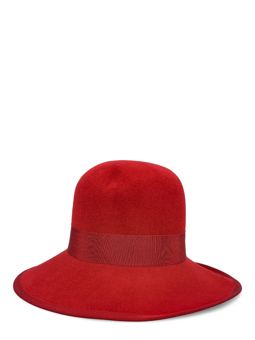 Vlogo Signature Large Brim Hat In Lapin Fabric In Red