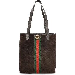Suede stripe tote bag