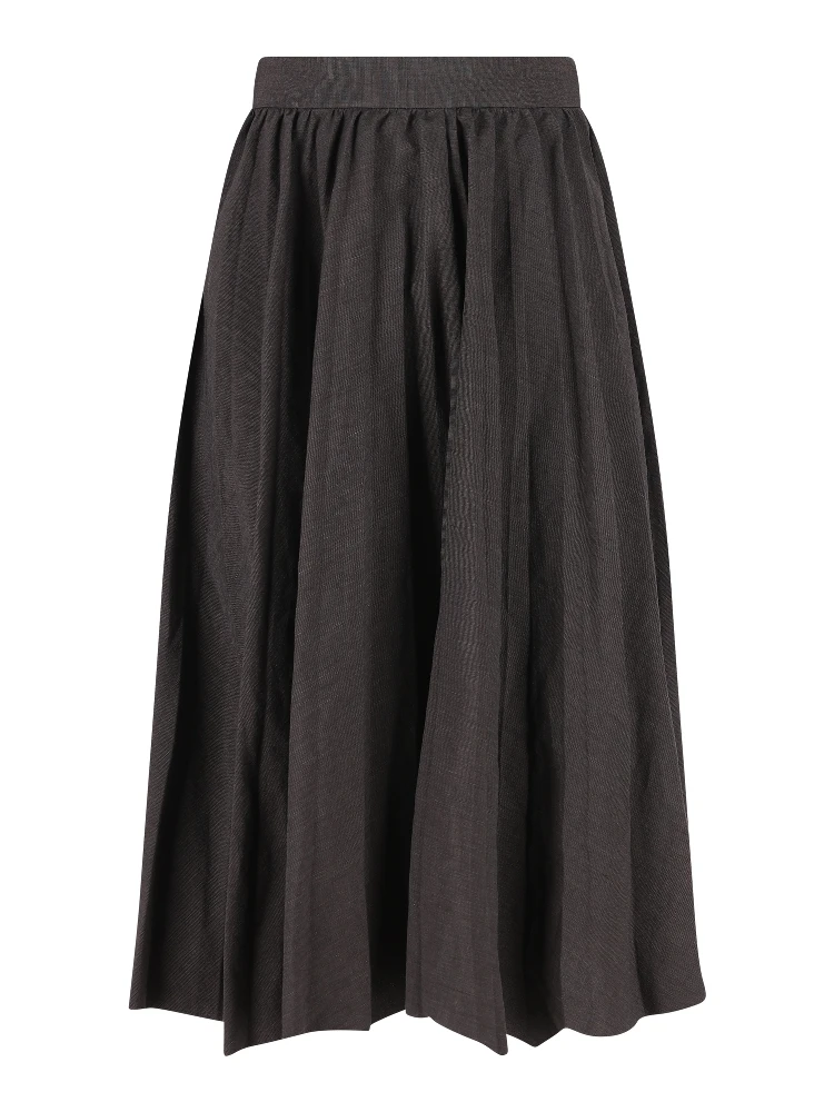 Denim And Black Hybrid Pleated Skirt