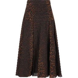Pleated leopard-print skirt