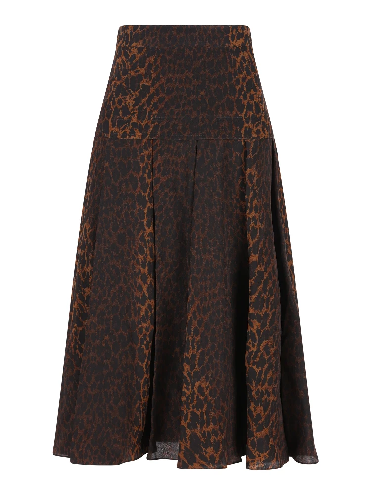 Pleated leopard-print skirt