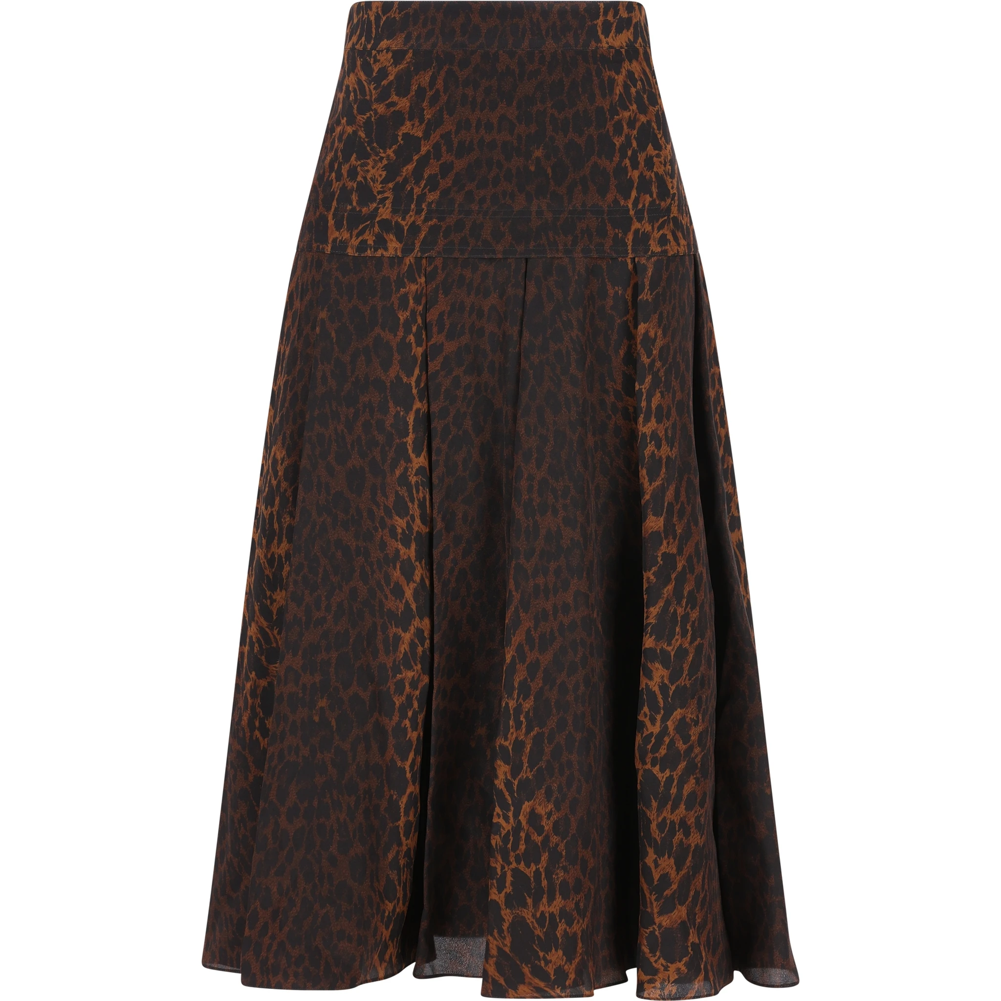 Pleated leopard-print skirt