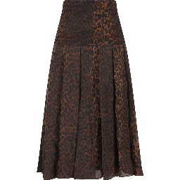 Pleated leopard-print skirt