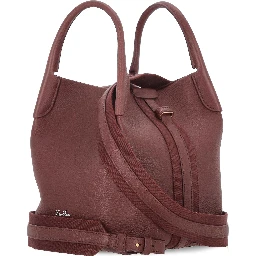 Bale canvas-trimmed textured-leather tote
