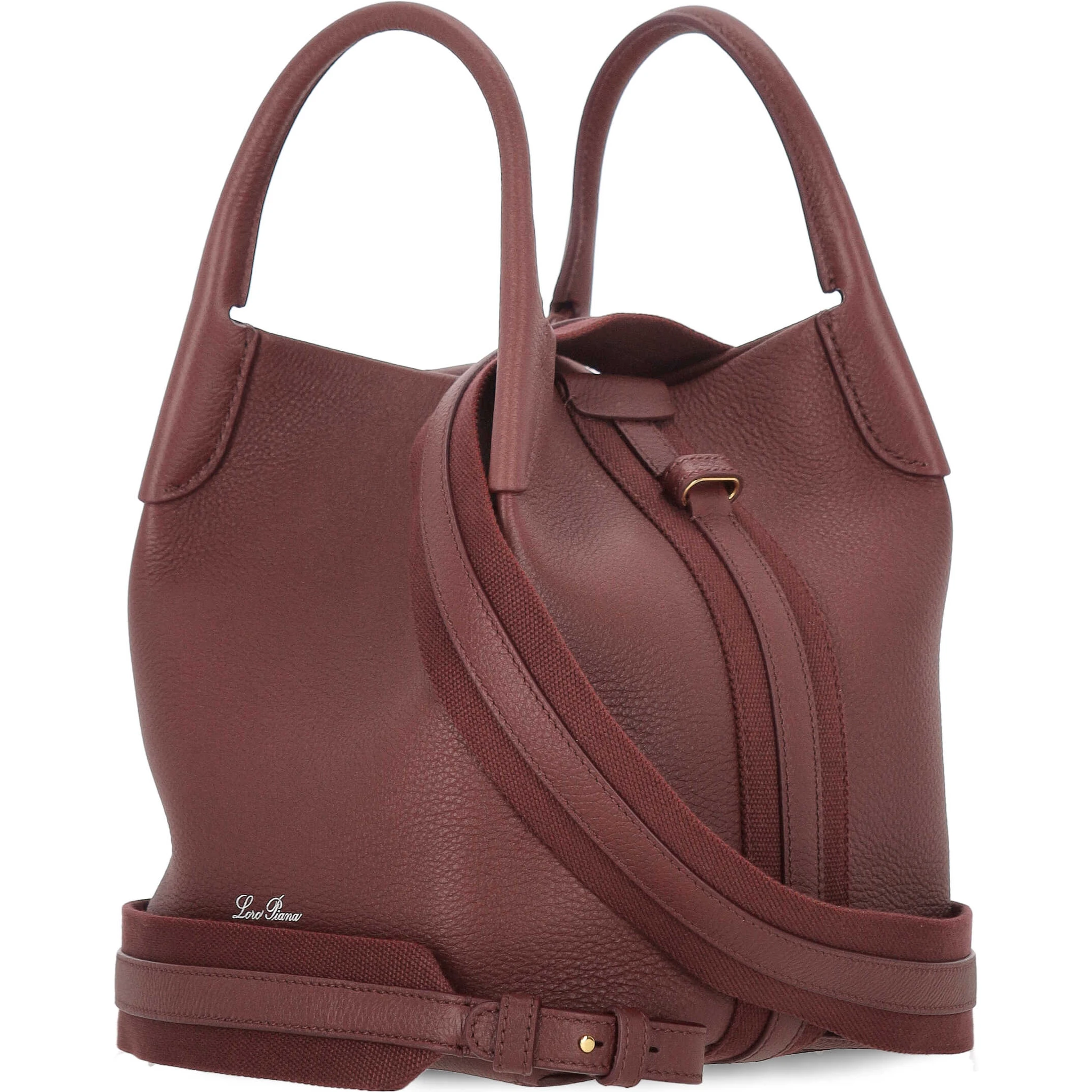 Bale canvas-trimmed textured-leather tote