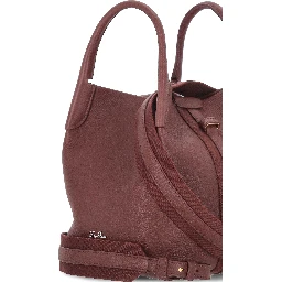 Bale canvas-trimmed textured-leather tote