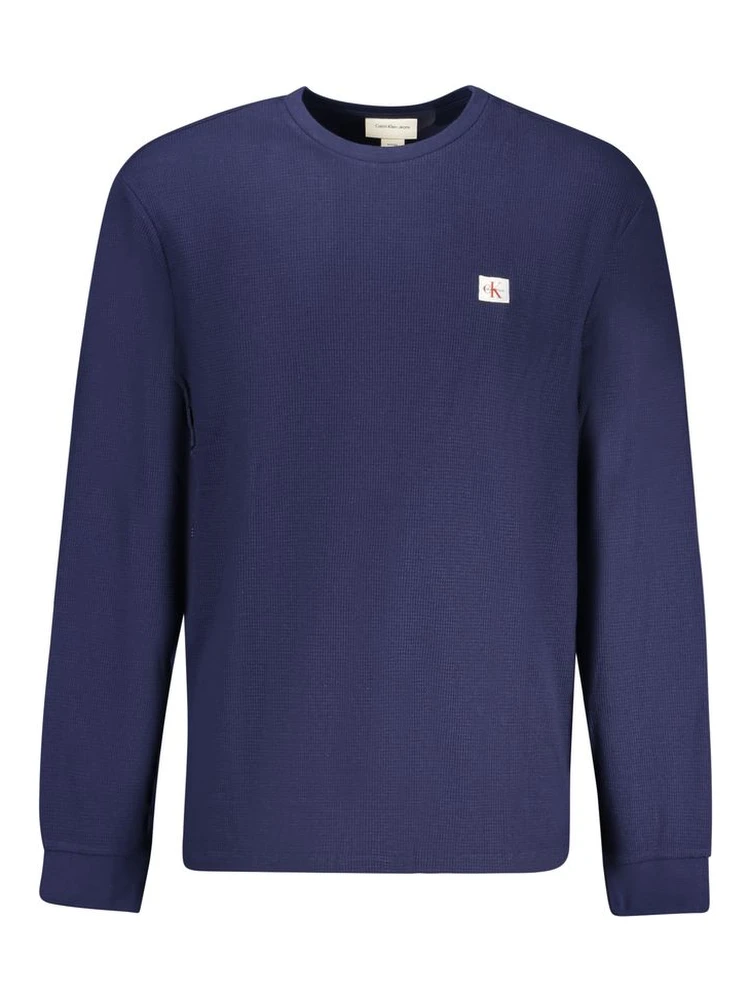 Blue Cotton Men Sweater