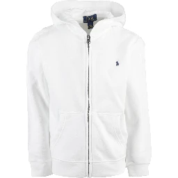 White cotton-blend full-zip hoodie