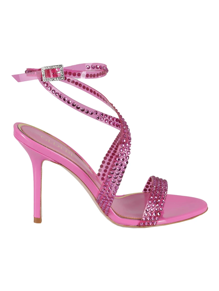High-heeled Fuchsia Sandals With Intertwined Straps
