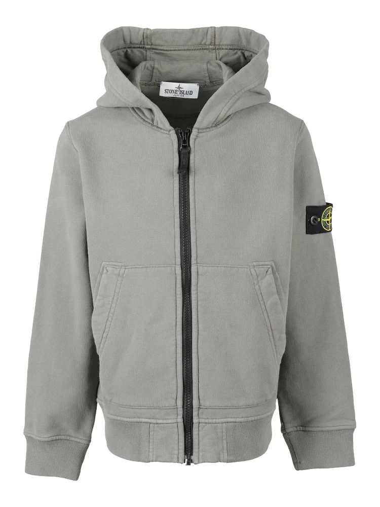 Compass-badge zip-up hoodie