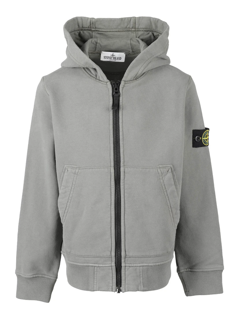 Compass-badge zip-up hoodie