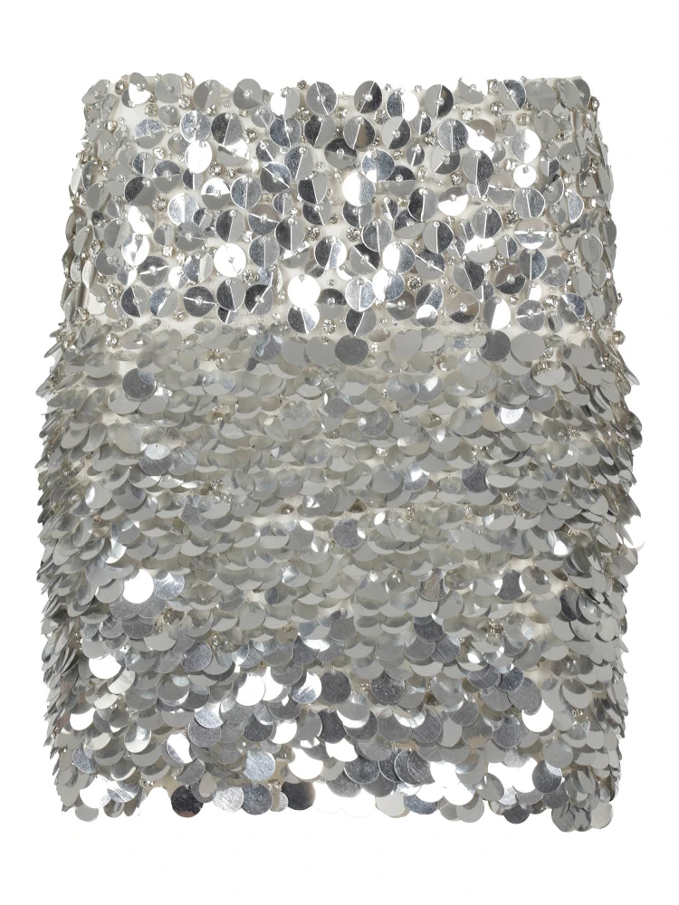 High-waisted sequin-embellished skirt