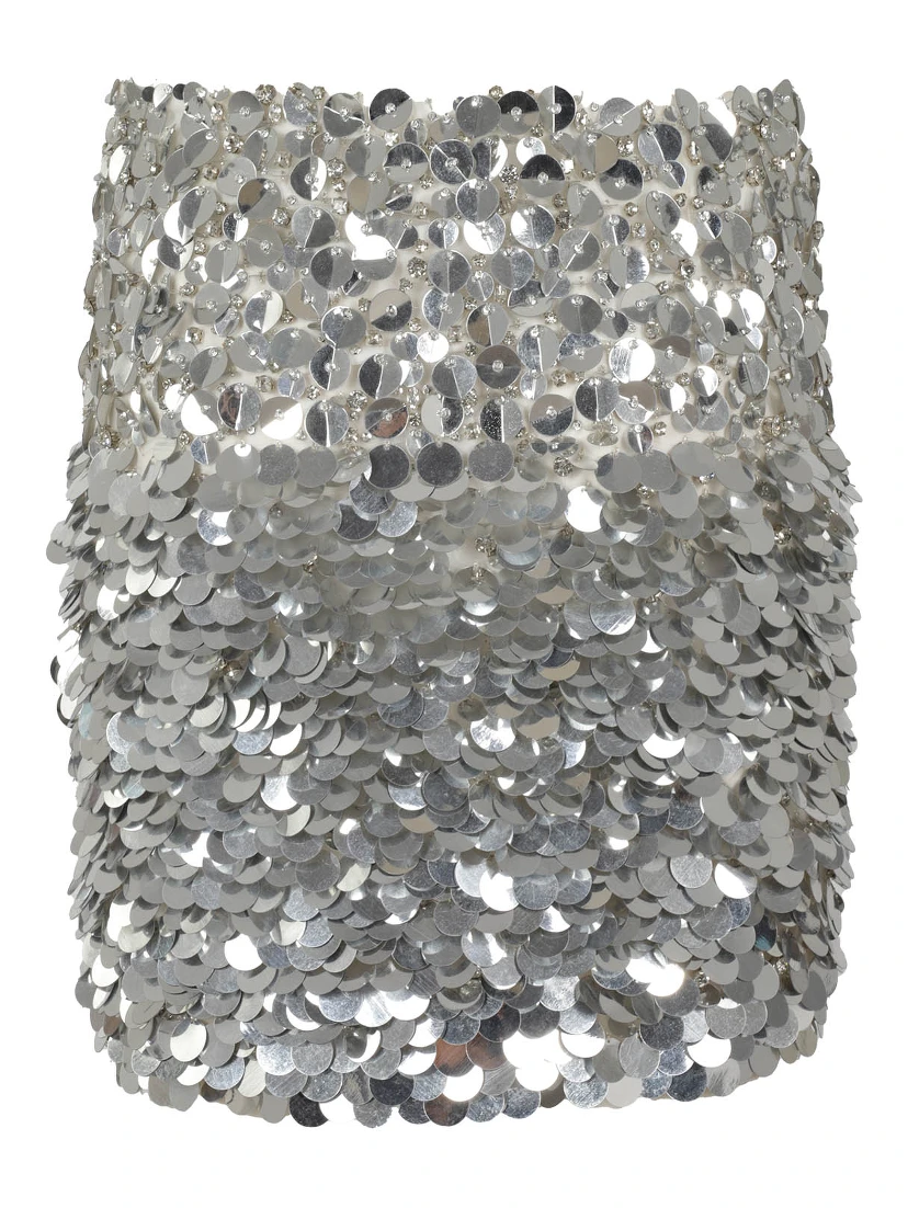 High-waisted sequin-embellished skirt