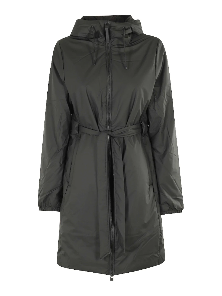 hooded belted coat