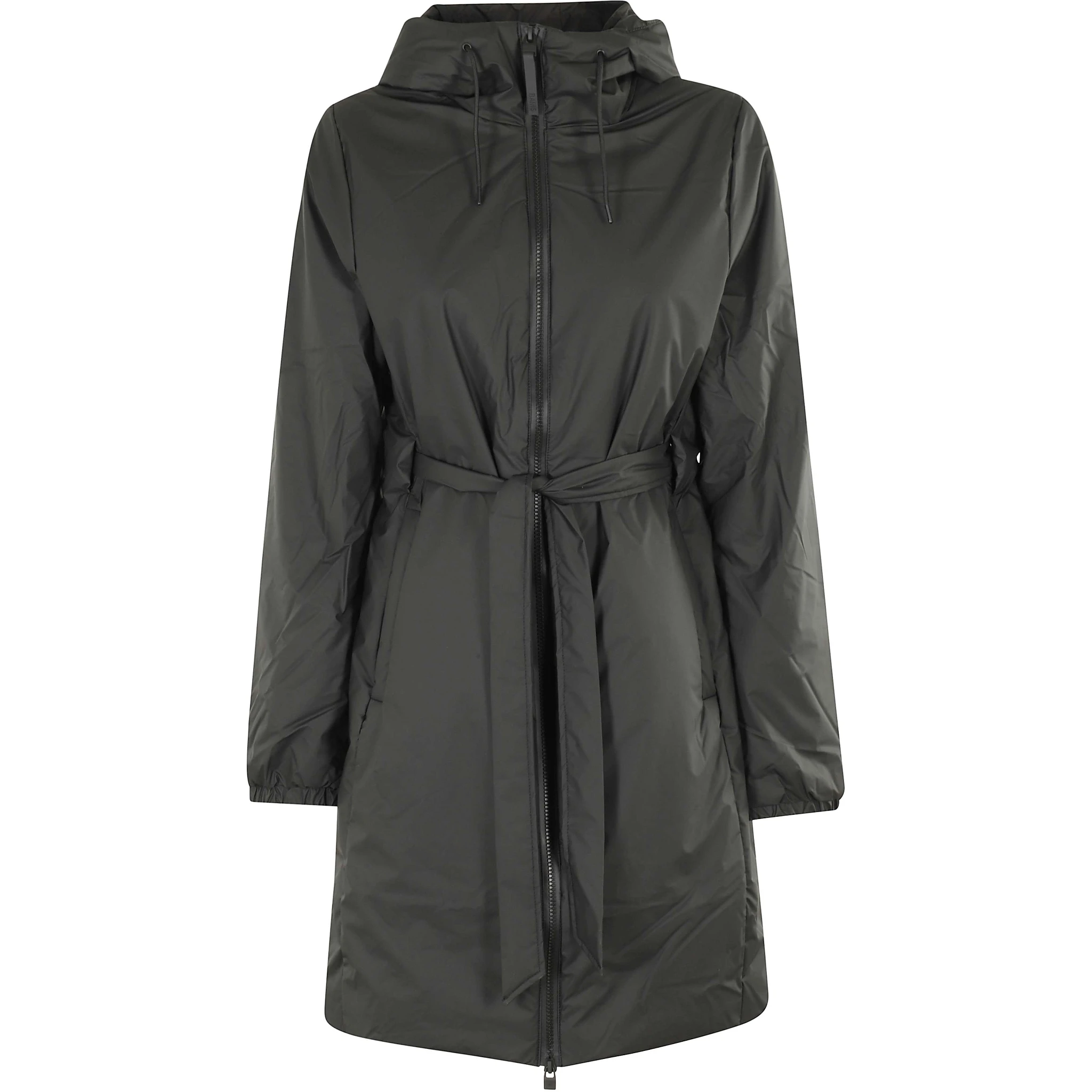 hooded belted coat