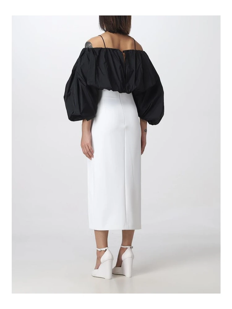White Polyester Midi Skirt alternative
