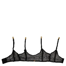Black Floral Lace Nylon Strap Garter Underwear
