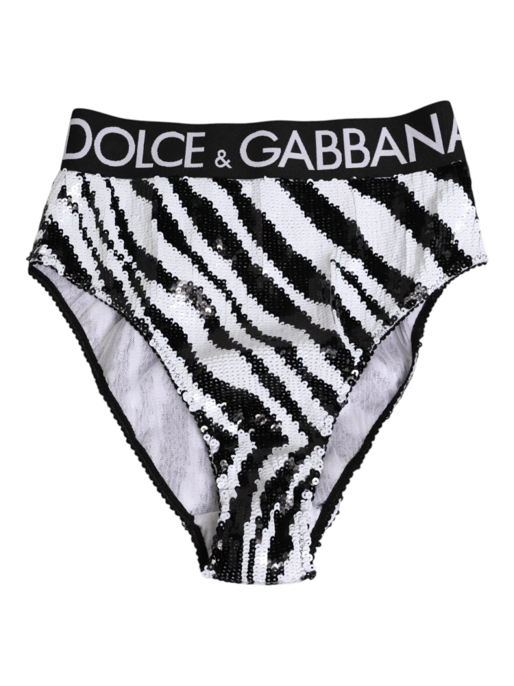 Black White Stripes High Waist Panty Underwear