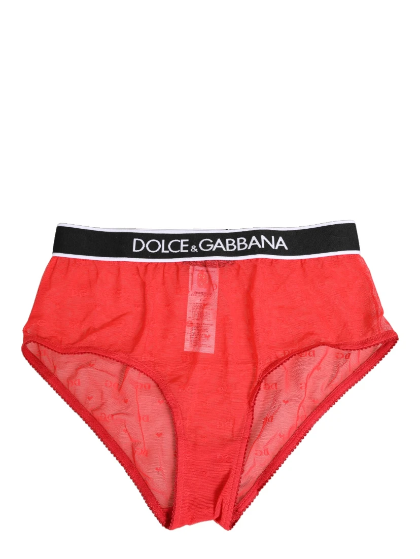 Red Nylon Logo Waistband Brief Panty Underwear