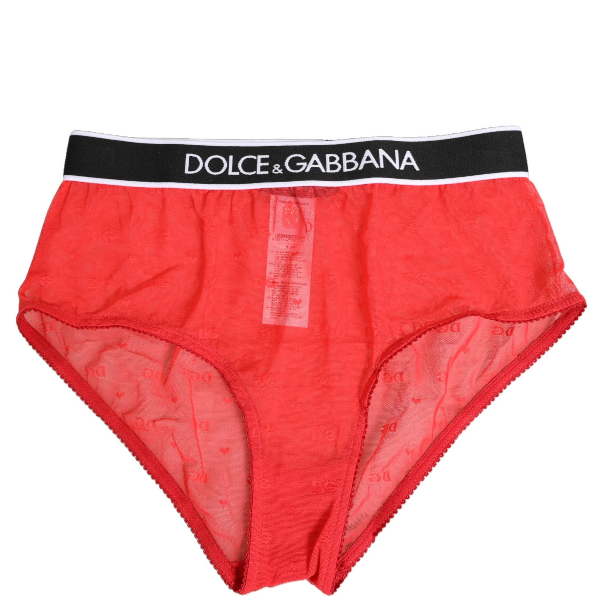 Red Nylon Logo Waistband Brief Panty Underwear