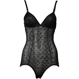 Black Nylon Stretch Bodysuit Lingerie Underwear