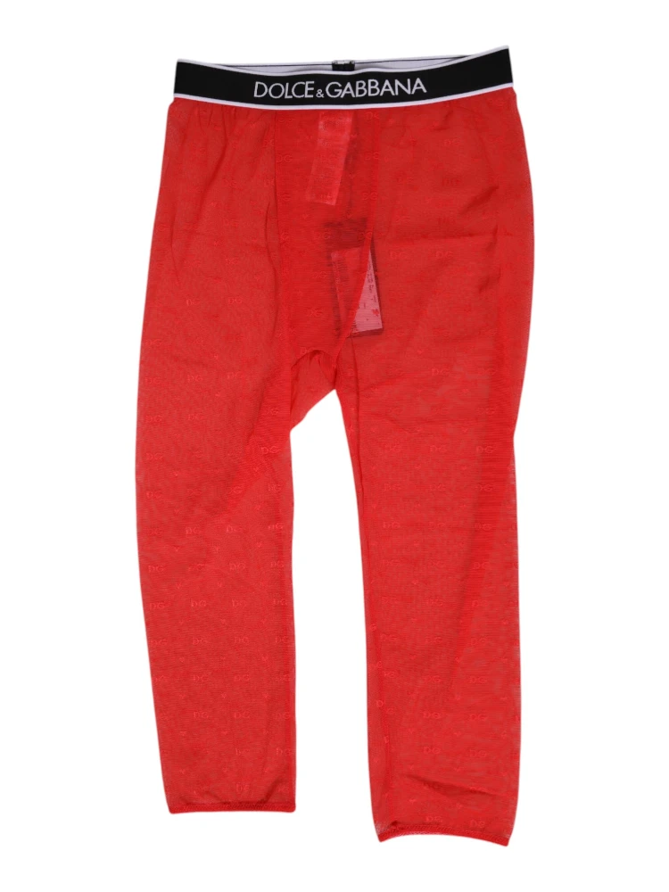 Red Logo Lace Tight Midi Trousers Underwear alternative