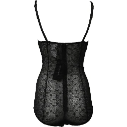 Black Nylon Stretch Bodysuit Lingerie Underwear