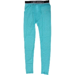 Light Blue Nylon Logo Lace Leggings Pants Underwear