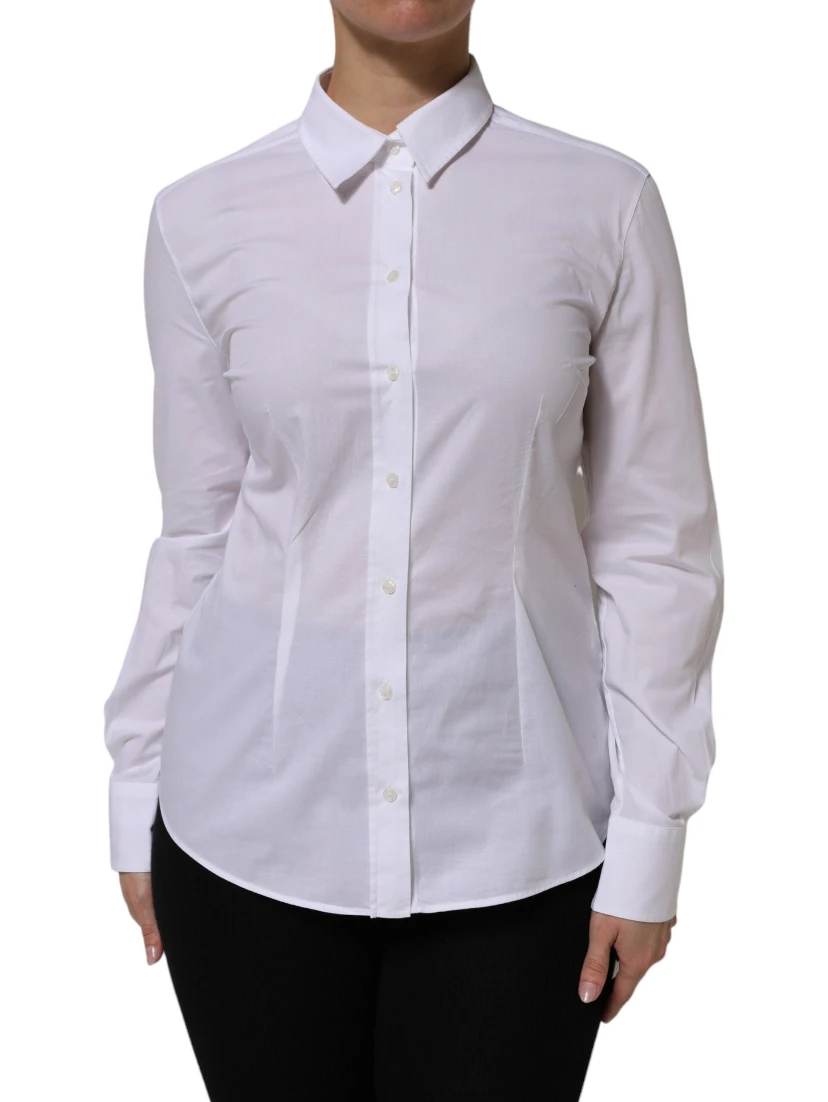 White Cotton Collared Dress Formal Shirt  Top