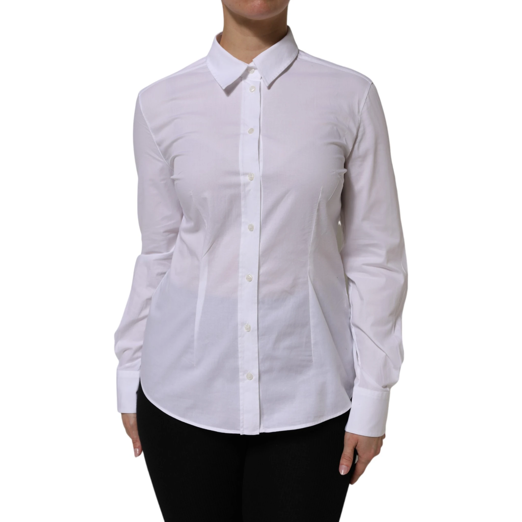 White Cotton Collared Dress Formal Shirt  Top