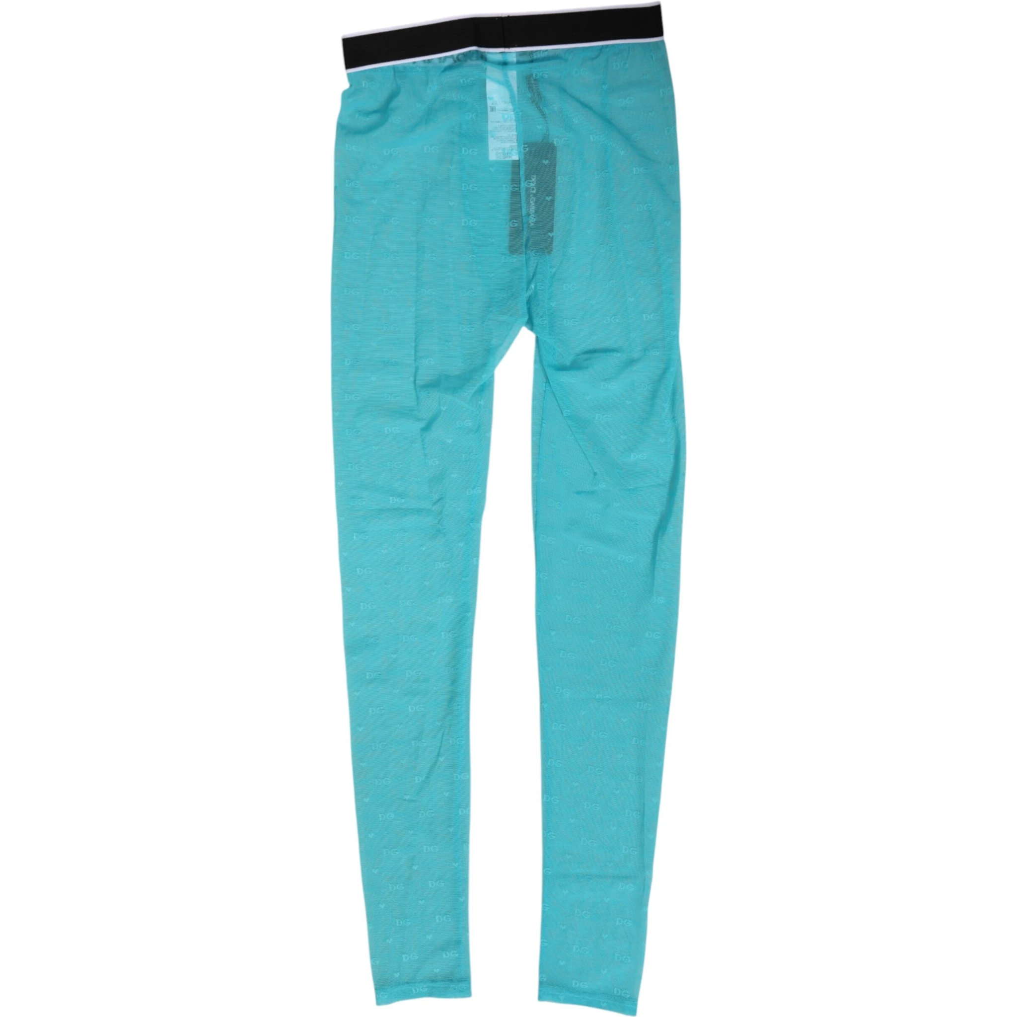 Light Blue Nylon Logo Lace Leggings Pants Underwear