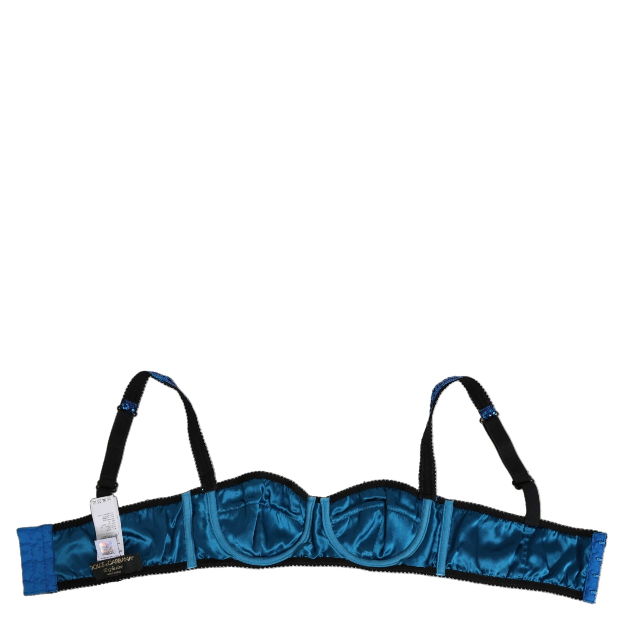 Blue Sequin Embellished Balconnet Bra Underwear