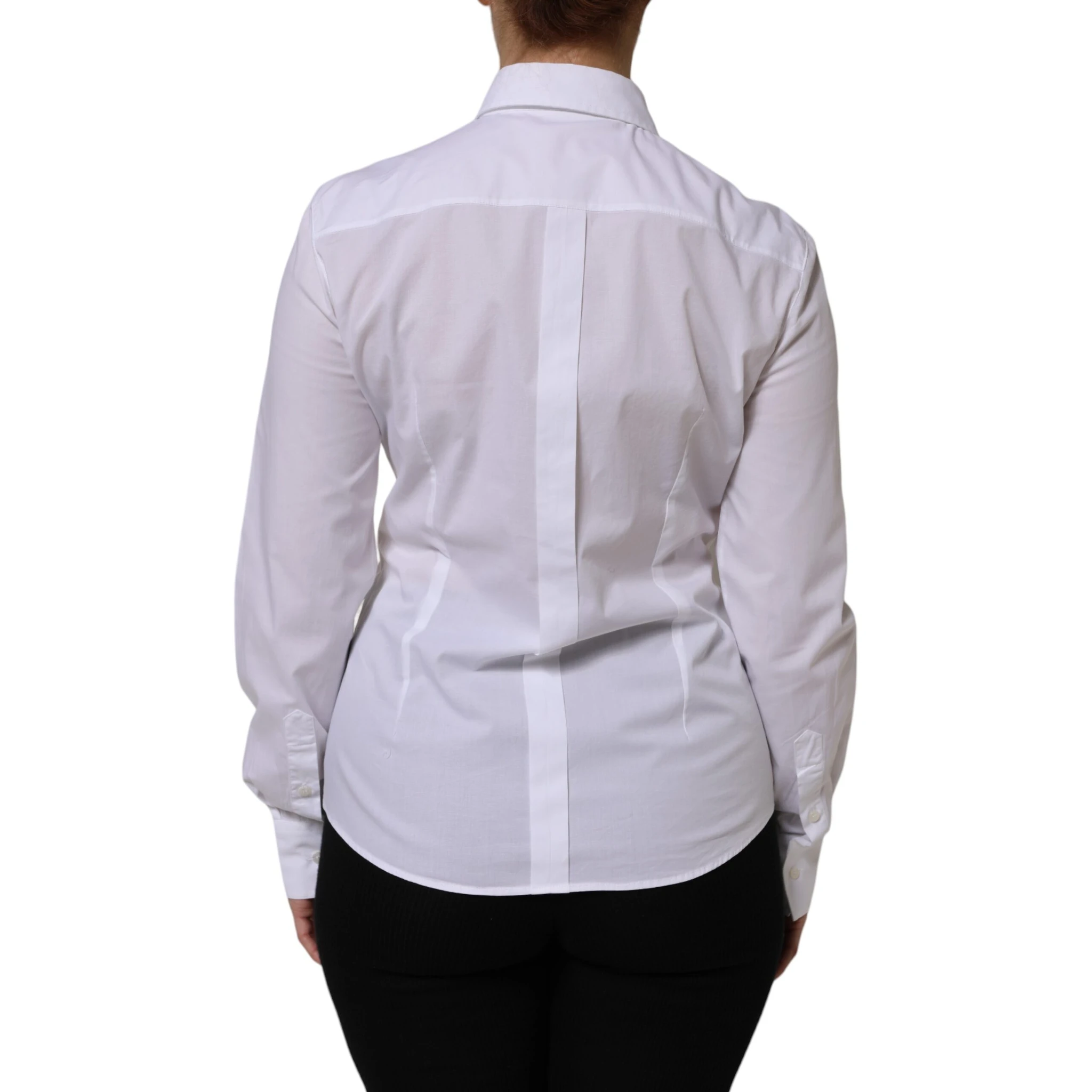 White Cotton Collared Buttoned Dress Shirt Top