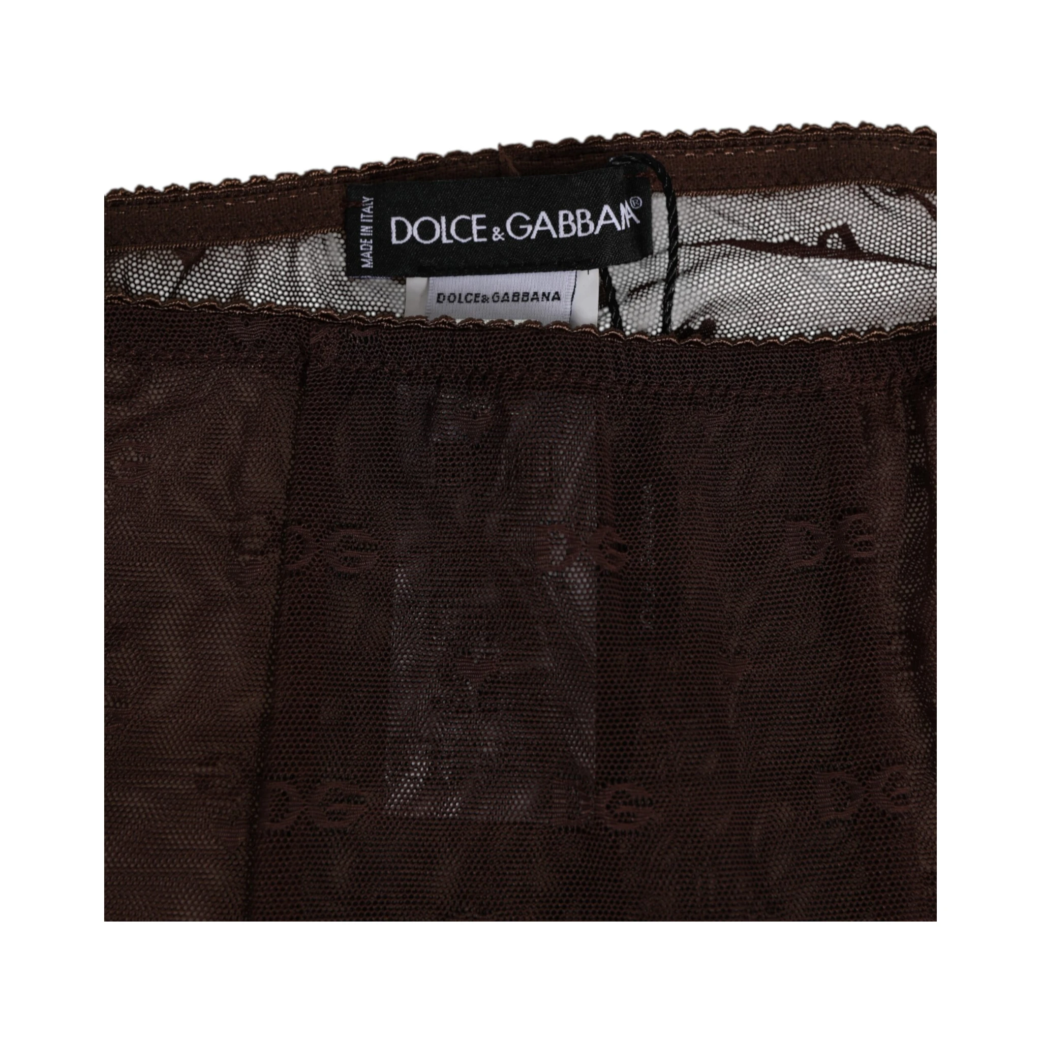 Brown Nylon Logo Lace Leggings Pants Underwear