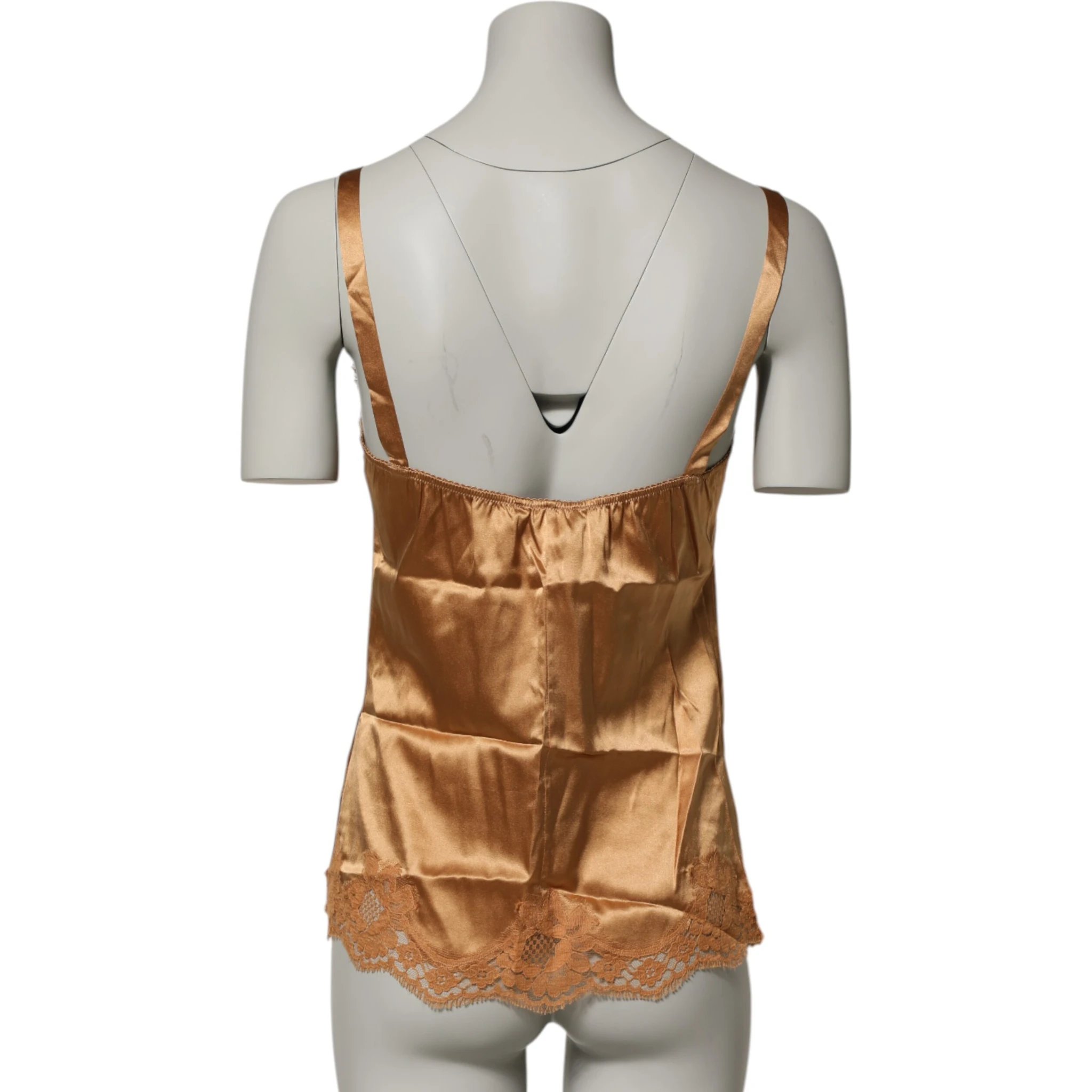 Brown Floral Lace Silk Satin Tank Lingerie Underwear