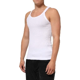White Sleeveless Round Neck Tank Top T-shirt