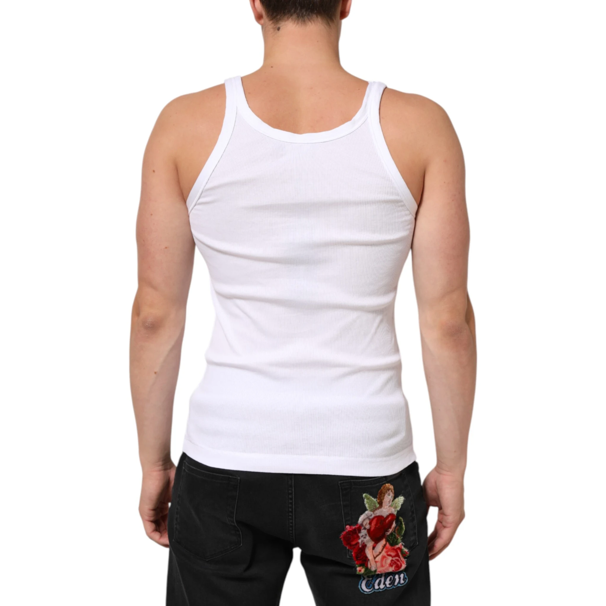 White Sleeveless Round Neck Tank Top T-shirt